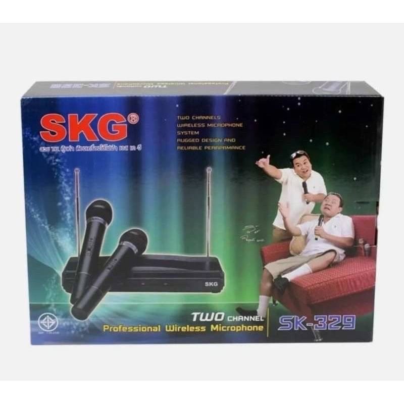 SKG ไมโครโฟนคู่ ไร้สาย รุ่น SK-329 ไมค์ลอยคู่