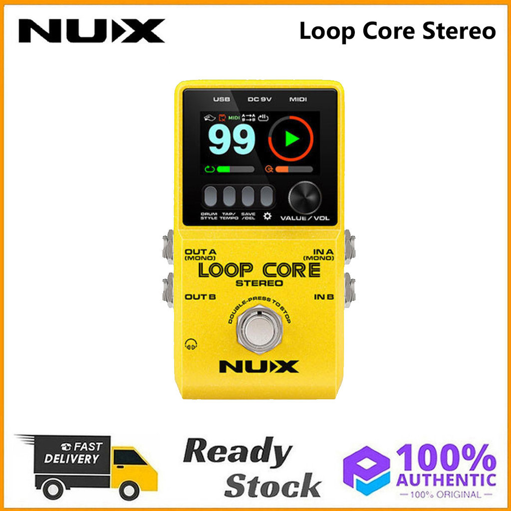 Original NUX Loop Core สเตอริโอกีตาร ์ ไฟฟ ้ า Pedal Looper ในตัว Rhythm Tracks และ MIDI Control NUX