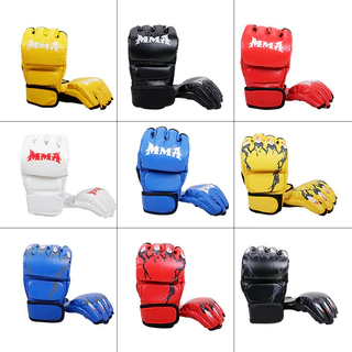 COD👊นวมชกมวย MMA นวมครึ่งนิ้ว ฟองน้ำหนา 3 ซม. ถุงมือต่อสู้ ฝึกซ้อมมวย อุปกรณ์ชกมวย (1 คู่)