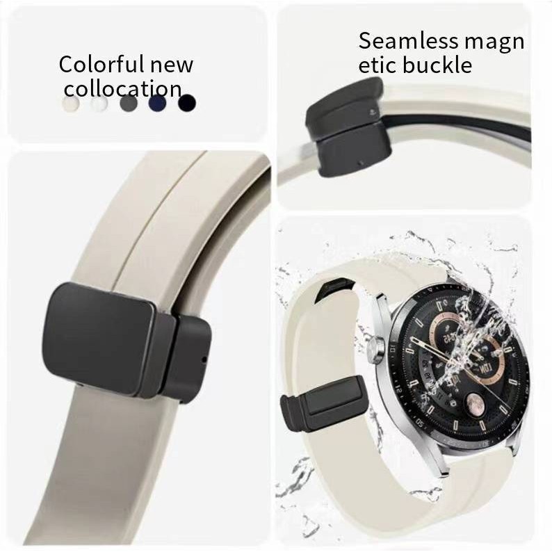 20 มม.22 มม.สายนาฬิกาซิลิโคนหัวเข็มขัดแม่เหล็กกีฬา Quick Release Universal สร้อยข้อมือสําหรับ Samsung Galaxy Watch 3/4/5/5Pro/6