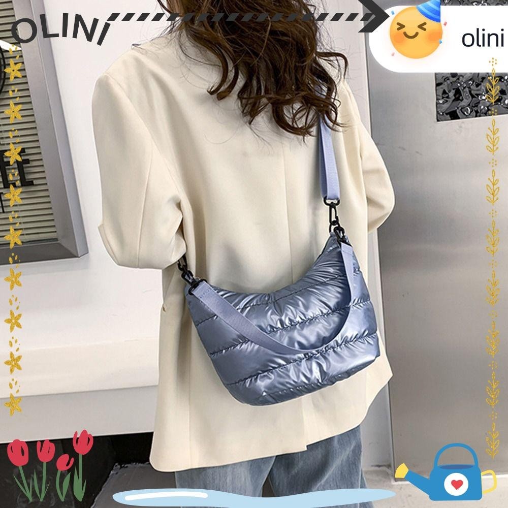 Olini Quilted Puffy กระเป๋าถือ,ขนาดใหญ่ความจุลง Padding Puffer Tote กระเป๋า, Casual นุ่มฤดูหนาวลงผ้าฝ้ายเบาะ Hobos Shopper กระเป๋าผู้หญิง