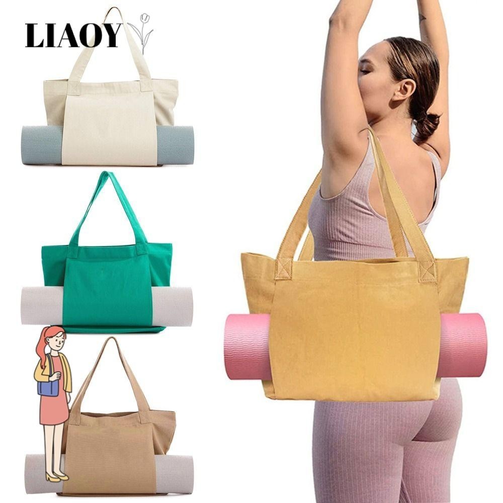 Liaoy Yoga Pilates Mat Bag Travel Single Shoulder Bag Multifunction Canvas Tote
