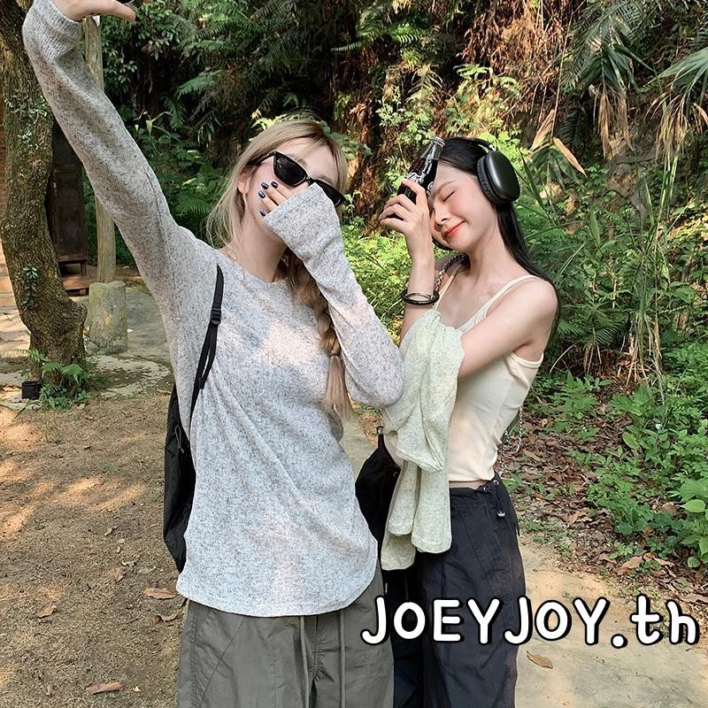 【ส่งจากไทย】 เสื้อคลุมแขนยาวสีเดียวสำหรับผู้หญิง แบบหลวม ป้องกันแสงแดด