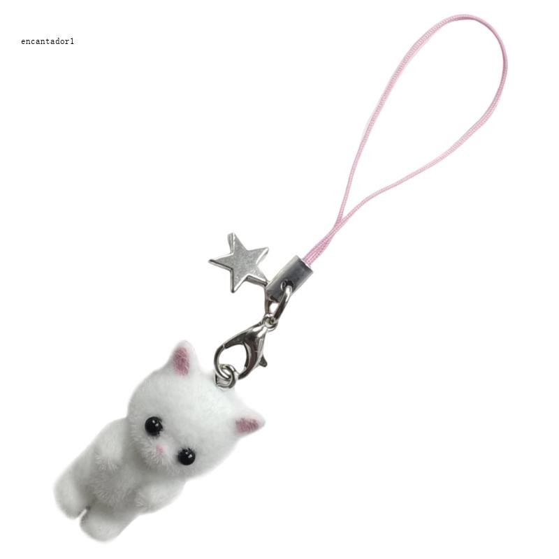✿ สนุกแมวโทรศัพท ์ Charm Chain พวงกุญแจแปลกใหม ่ ตกแต ่ งน ่ ารัก 3D พวงกุญแจแมวสําหรับโทรศัพท ์ หูฟังและพวงกุญแจ