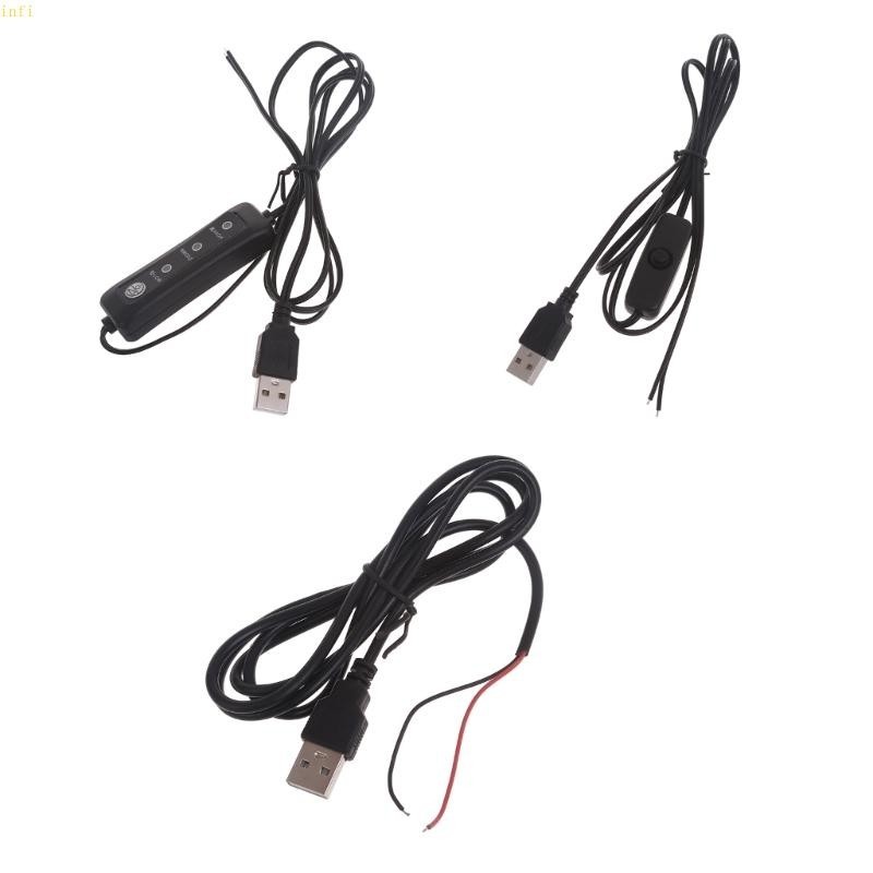 Infi ชาย 2 ขา USB DIY การบัดกรีสายไฟสําหรับ 5V พัดลม USB LED แถบโคมไฟตั้งโต๊ะเครื่องบันทึกการขับขี่ LED St
