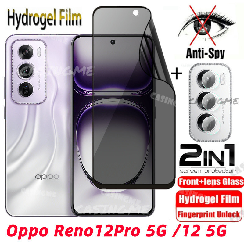 Oppo Reno12 12Pro 5G Soft Privacy Hydrogel Film Anti-Spy Full Cover Screen Protector สําหรับ Oppo Reno 12 Reno12 OppoReno12 Pro 12Pro 5G Anti Peek ฟิล์มความเป็นส่วนตัวกล้องฟิล์มป้องกัน
