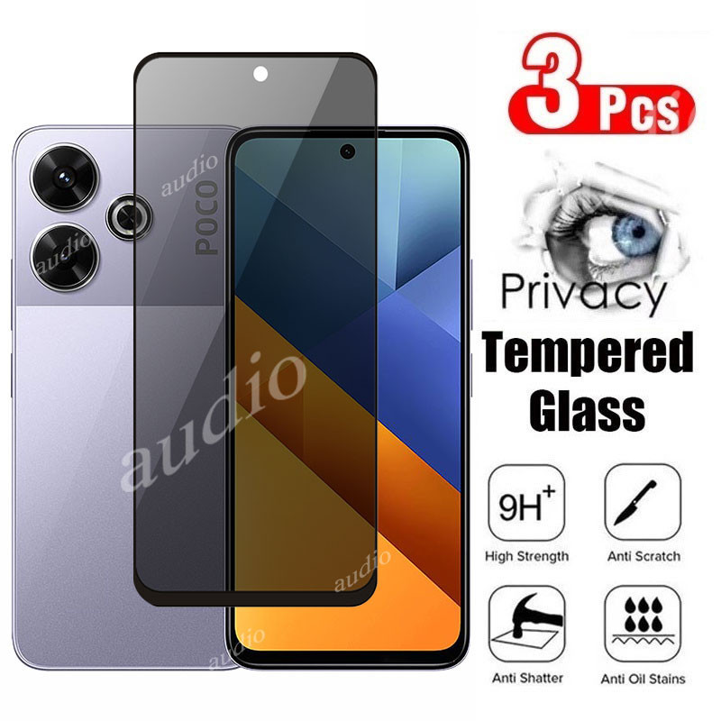 สําหรับ POCO m6 4G 2024 ความเป็นส่วนตัวป้องกันหน้าจอกระจกนิรภัยป้องกันฟิล์มสําหรับ POCO m6 M 6 6M Po