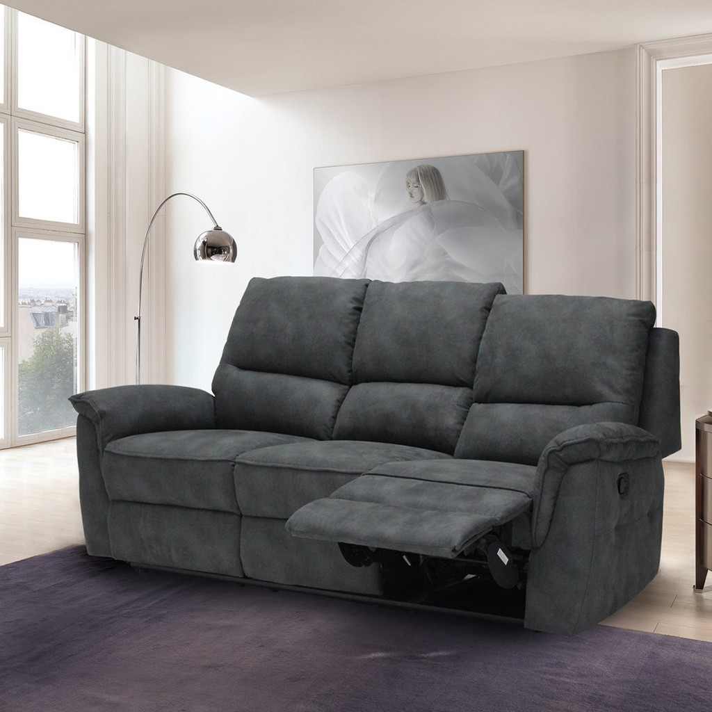 SB Design Square เก้าอี้พักผ่อนผ้า 3 ที่นั่ง รุ่น Lamsaz สีเทา (206X93X102 ซม.)  แบรนด์ KONCEPT FURN