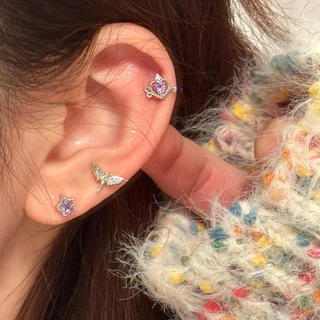 3 ชิ ้ น/Set Casual Rhinestone Alloy Heart Star ต ่ างหูชุดสําหรับสุภาพสตรี