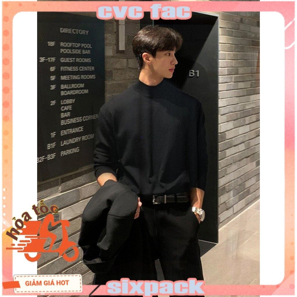 VIA BC เสื้อยืดแขนยาวคอปกสูง Unisex