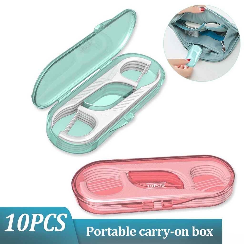 10 ชิ ้ น/Box Travel แบบพกพาไหมขัดฟันชุดไม ้ จิ ้ มฟัน Interdental แปรงไหมขัดฟันเลือกแบบพกพาไม ้ จิ ้ มฟันไหมขัดฟันทําความสะอาดพร ้ อมหลอดเก ็ บ