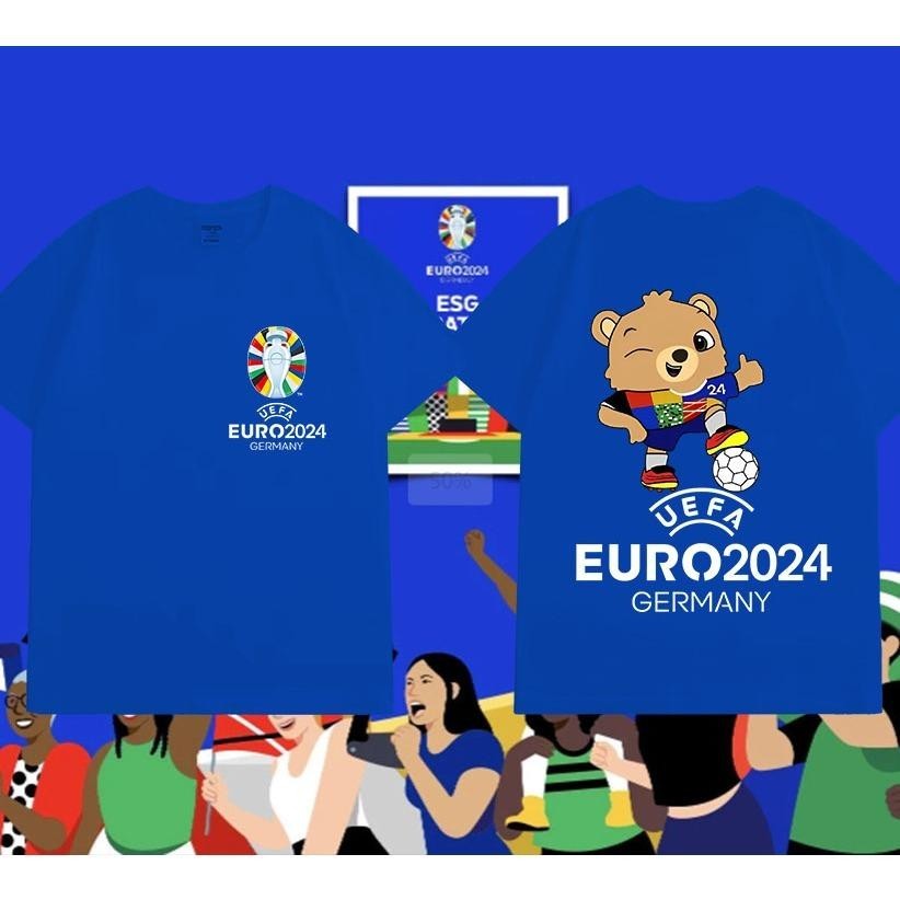 สไตล์ใหม่ 2024 uefa european football championship พิมพ์ผ้าฝ้าย การแข่งขันฟุตบอลยูโร แบบ Unisex S-5X