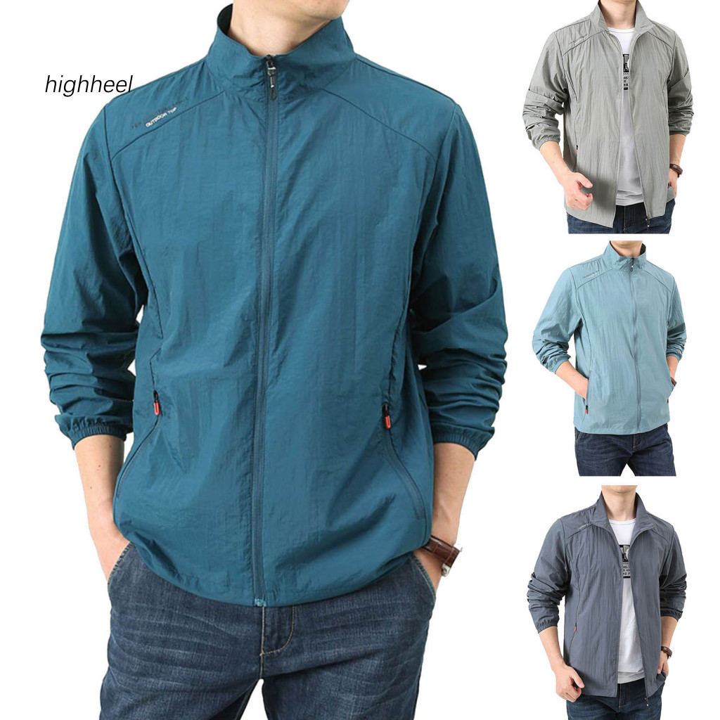 [พร้อมสต็อก] ผู้ชายคลุมด้วยผ้า กันลม เสื้อระบายอากาศแจ็คเก็ตกลางแจ้งสไตล์ผู้ชายแจ็คเก็ตป้องกันแสงแดดที่มีน้ําหนักเบา กันลม เสื้อกลางแจ้งสําหรับฤดูร้อนที่สมบูรณ์แบบสํา