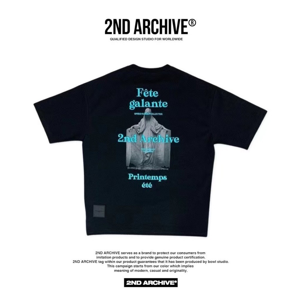 S-5XL ((รูปแบบใหม่พร้อมสต็อก) 2nd ARCHIVE High Street Virgin พิมพ์หลวมแขนสั้นพิมพ์ผ้าฝ้ายเสื้อยืดผู้