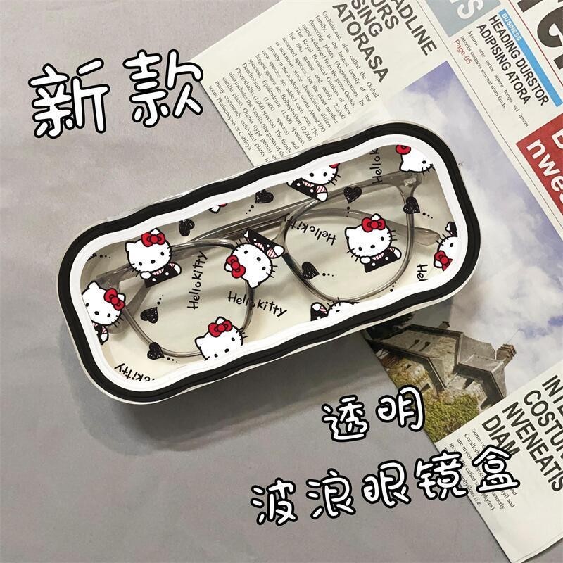 น่ารัก สวัสดี คิตตี้ ใสแว่นตากรณี-ที่มีมูลค่าสูงผู้ชายผู้หญิงแว่นตากันแดดนักศึกษาวิทยาลัยสายตาสั้นแว่นตากล่องเก็บ