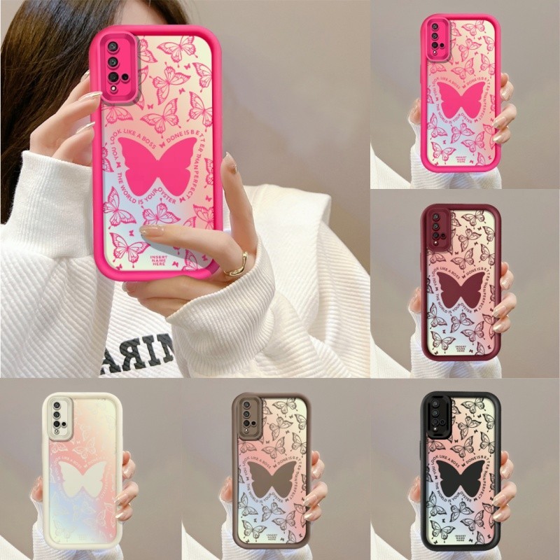 สําหรับ Huawei P30 Pro P40 Lite / Nova 7i 6SE 5t / Y7 Pro Y9 Prime Y6P Y7A / Honor X9A X9B 9x Pro เคสโทรศัพท์ Ins แฟชั่นไล่โทนสีผีเสื้อซิลิโคนกันกระแทกกรณีนุ่ม
