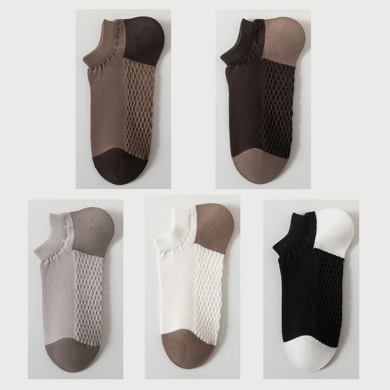 พร้อมส่ง : ถุงเท้า 5 คู่ ข้อสั้น ลายเอฟวี่เดย์ลุค โทนน้ำตาลเข้มๆเท่ๆ สวยน่ารัก เนื้อผ้านุ่ม แฟชั่น - รูปที่ 4