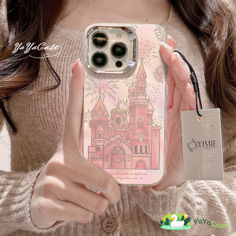 สำหรับ iPhone11 13 สาวน่ารัก CASE FOR เคสไอโฟน15 14 12 Pro Max 15 14 7 8 Plus X XR XS MAX ปราสาทรุ่น ขั้นสูง สี เงิน เคส