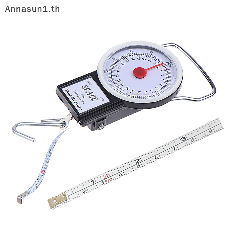 Annasun เครื่องชั่งอเนกประสงค์พร้อมเทปวัดน้ําหนัก 50lb/22kg ใช้สําหรับตกปลาแบบพกพาในครัวเรือนและตะขอแขวนกระเป๋า TH