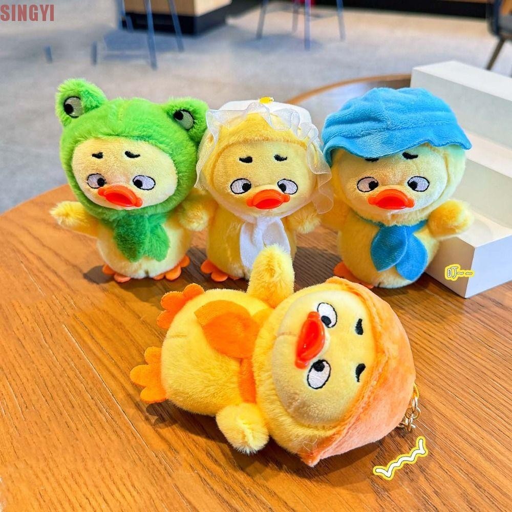 Singyi Upsetduck ตุ๊กตาพวงกุญแจ,ทํางานดังนั้น Annoying จําลองเป็ดสีเหลืองเล็กๆตุ๊กตาพวงกุญแจ,กระเป๋าแขวนตุ๊กตานุ่มจี้กระเป๋าเป้สะพายหลังตกแต่ง