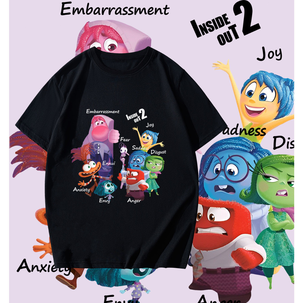 【พร้อมส่ง】เสื้อ เสื้อยืดผู้หญิง Pixar 's Movie Inside Out 2 print t-shirt ผ้า cotton 100% ไม่หดตัว S-5XL NO.13
