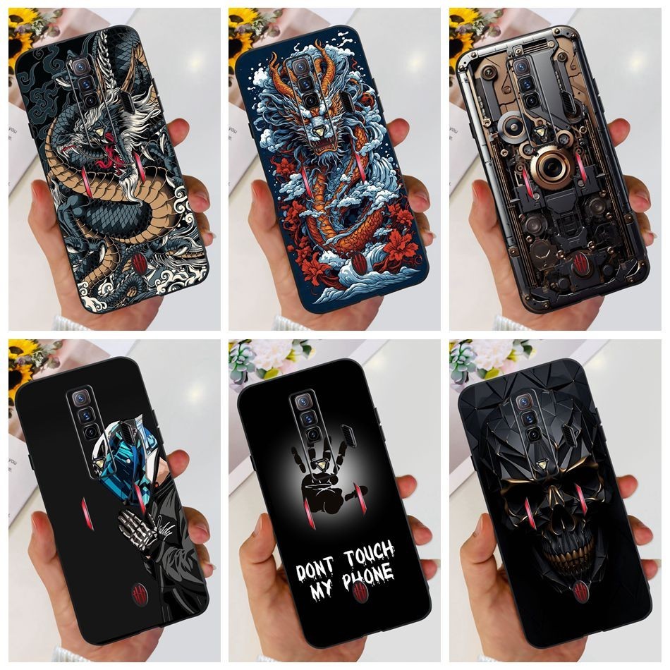 Zte Nubia Red Magic 7 / Magic 7 Pro กรณี Nubia สีแดง Magic7 7Pro 5G แฟชั่นมังกรโลหะสไตล์รูปแบบซิลิโคนอ่อนนุ่มสีดําเคสโทรศัพท์