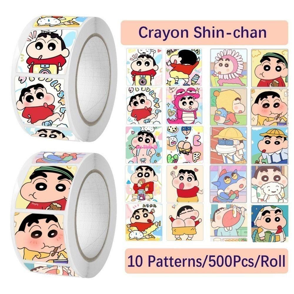 500ชิ้น/ม้วนเครยอนชินจังสติ๊กเกอร์,การ์ตูนสติกเกอร์ปิดผนึก,คู่มือวัสดุตกแต่งสติ๊กเกอร์,ปิดผนึกสติ๊กเกอร์เทปน่ารักฉลากสติ๊กเกอร์InsStylee