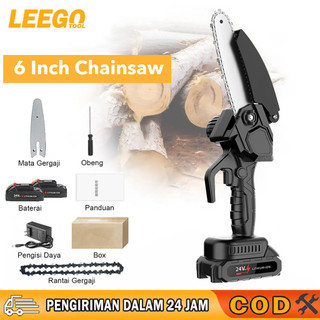 6 inch Cordless Chainsaw Gergaji Pemotong Kayu Gergaji Listrik 2 Baterai Cordless Chainsaw Handheld Chain Saw Gergaji Mesin Mini