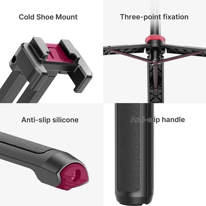 Ulanzi MT44 Extendable Vlog Tripod Monopod ขาตั้งมือถือ ไม้เซลฟี่ มีหัวจับ Cold Shoe ต่อไฟไลฟ์สด