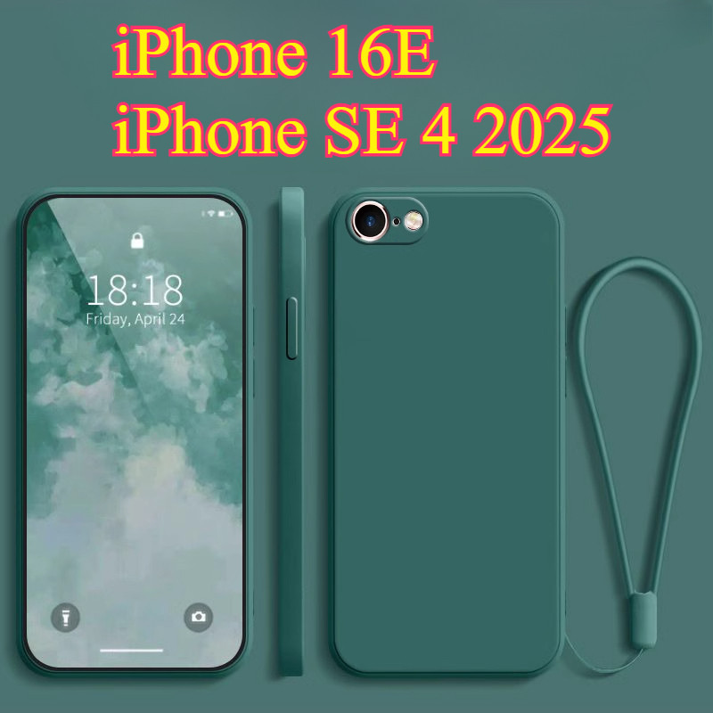 สําหรับ iphone 16E 16 E ซิลิโคนเหลว Lanyard ผู้ถือแหวนสําหรับ iphone SE 4 2025 SE4 เลนส์ป้องกันกล้อง