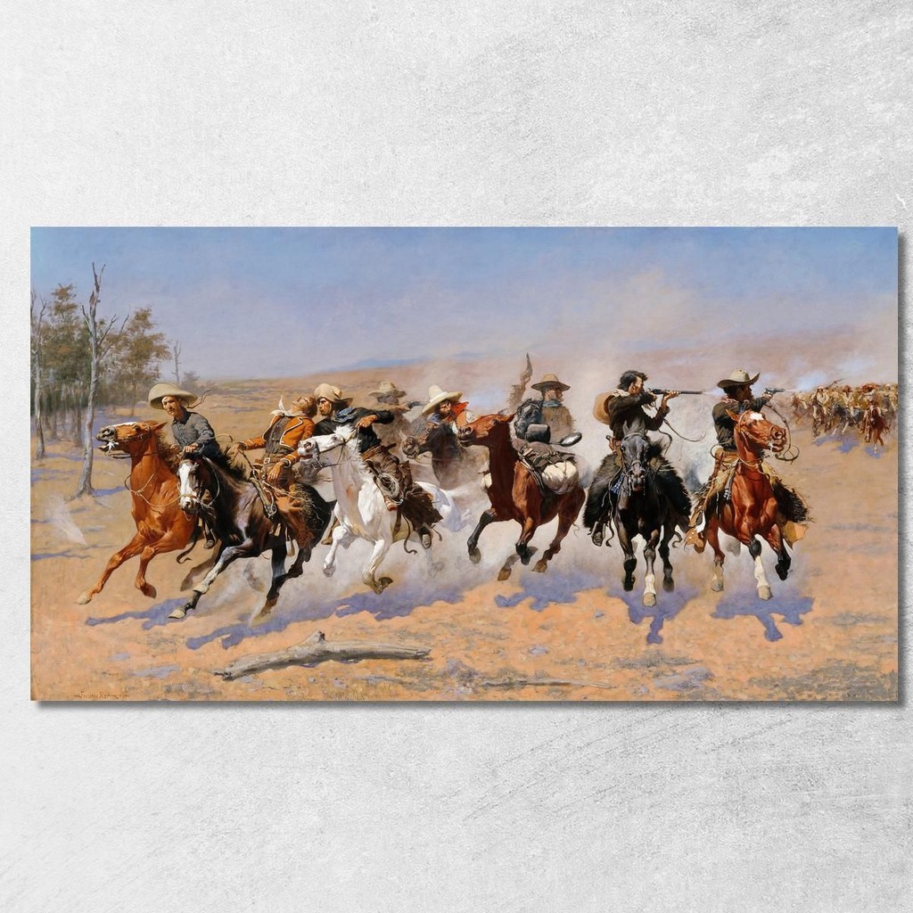 A Dash For The Timber Frederic Remington, frm1 ภาพพิมพ์บนผ้าใบแคนวาส