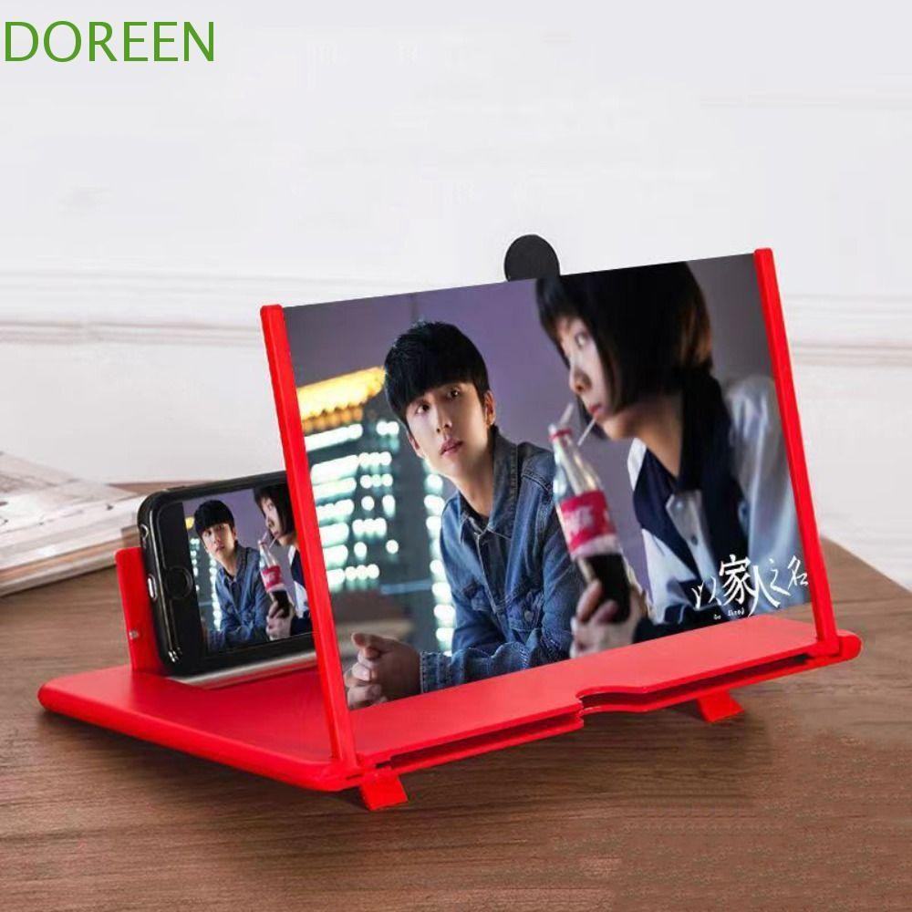 Doreen ขยายขาตั้ง 3D 10/12 นิ้วแว่นขยายหน้าจอขาตั้งโทรศัพท์ที่วางโทรศัพท์สําหรับดูทีวีวิดีโอเครื่องขยายเสียงวงเล็บ