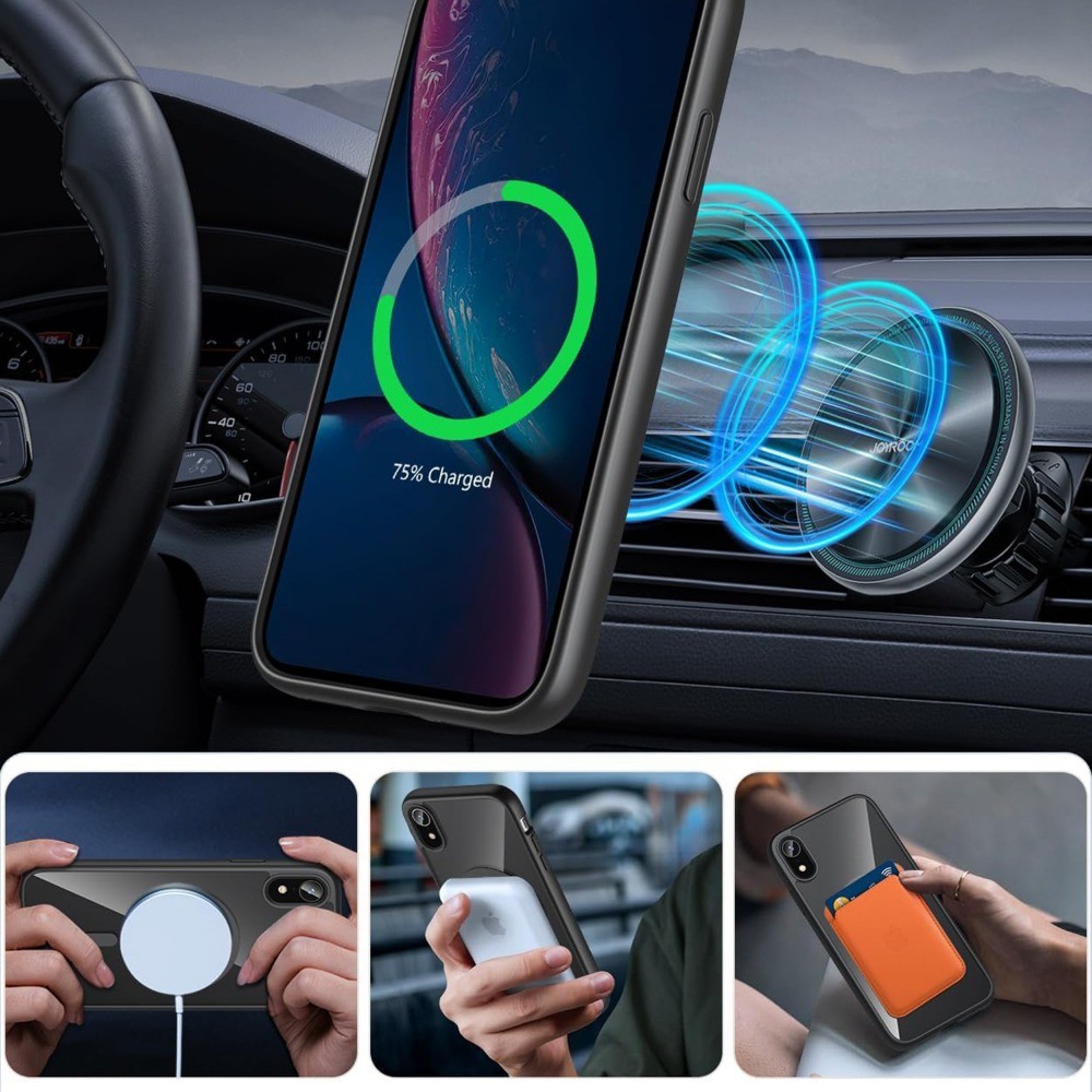 เหมาะสําหรับ iPhone XR XS Max X 11 12 13 14 15 16 Pro Max 7 8 Plus 13mini 12mini แม่เหล็กโปร่งใส PC กลับ TPU เคสโทรศัพท์กันกระแทก - รูปที่ 5