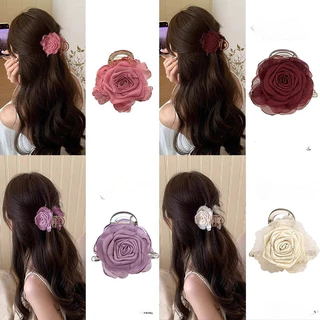 2025 Rose Double-Sided Flower Clip กิ๊บติดผมหญิง Shark Clip