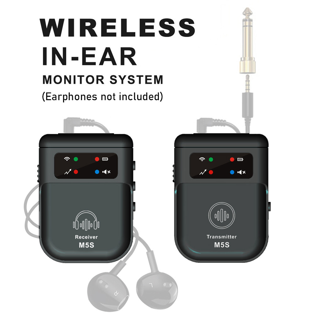 ระบบมอนิเตอร์ในหูไร้สาย 2.4G โมโน/สเตอริโอระบบไออีเอ็มไร้สายพร้อมตัวรับสัญญาณบลูทูธสําหรับสตูดิโอ/วงดนตรี/การแสดงสด