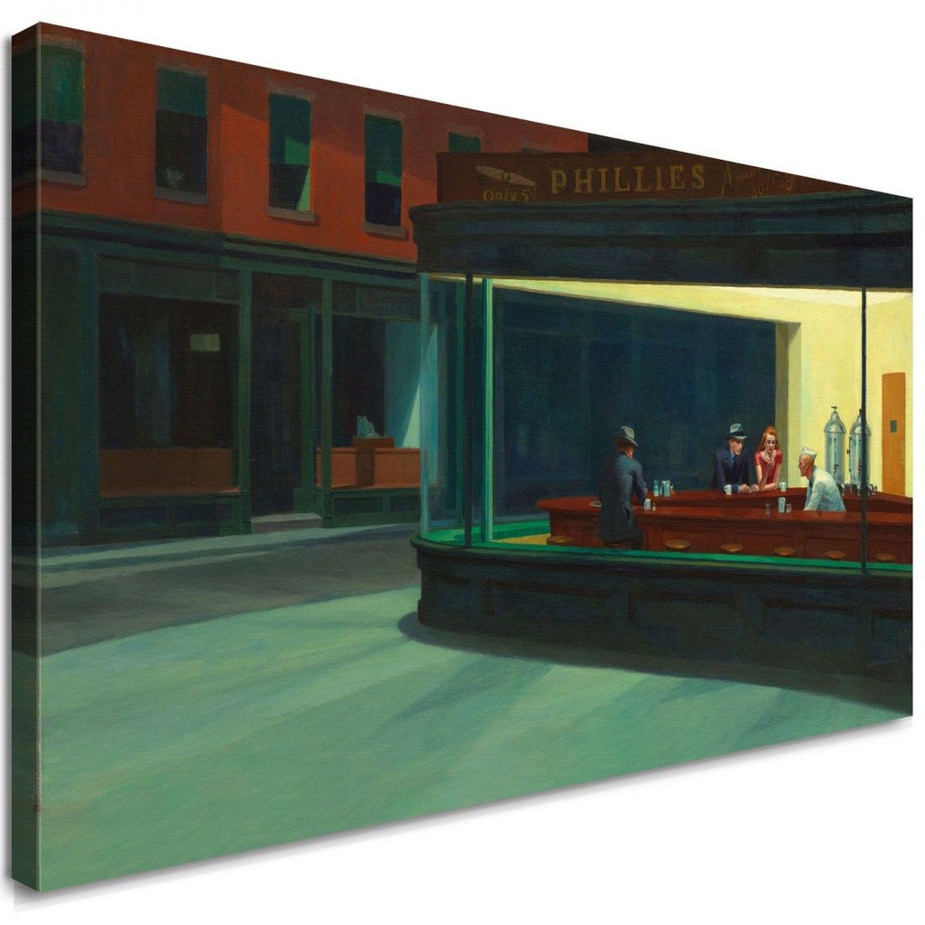 Nighthawks Edward Hopper, eho31 ภาพพิมพ์บนผ้าใบแคนวาส