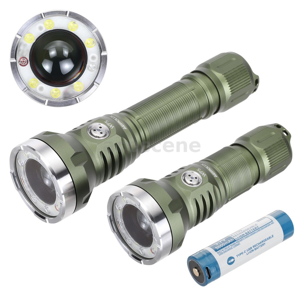 แอสโตรลักซ์® Wp5 1350M ระยะไกลโยน LEP ไฟฉาย 3in1 พร้อม 1200LM LED น้ําท่วมและสีแดงสีฟ้า AUX Light ED