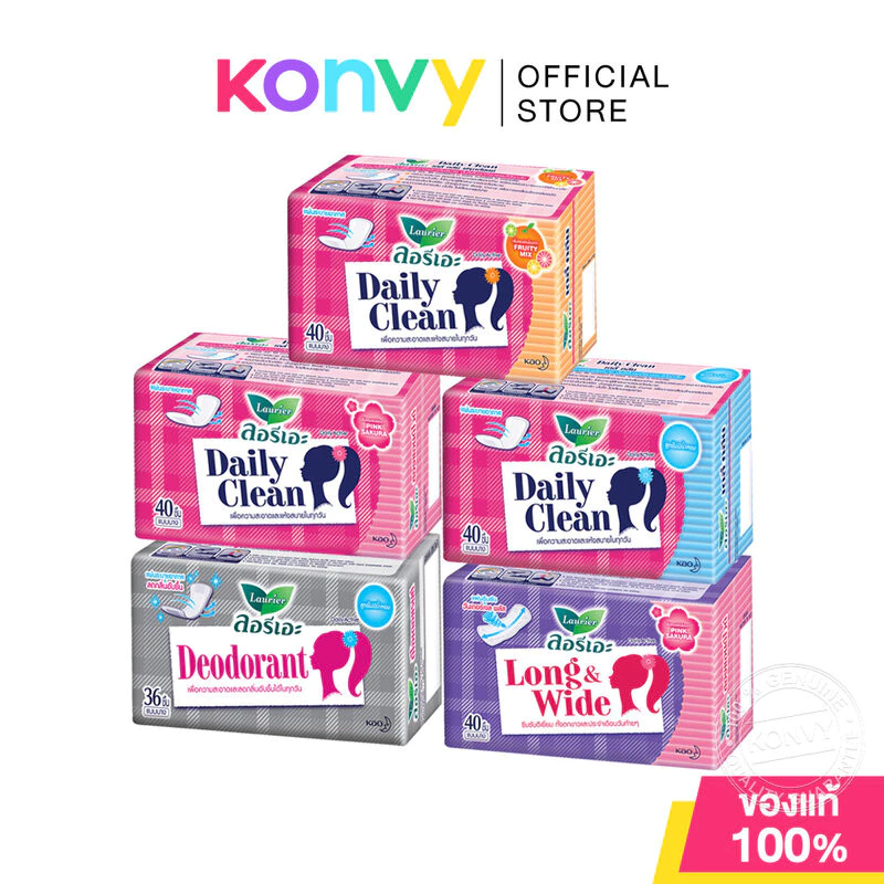 LAURIER ลอรีเอะ แผ่นอนามัย [36pcs/40pcs] (Fruity Mix/Natural Clean/Pink Sakura/Deodorant/Long & Wide)