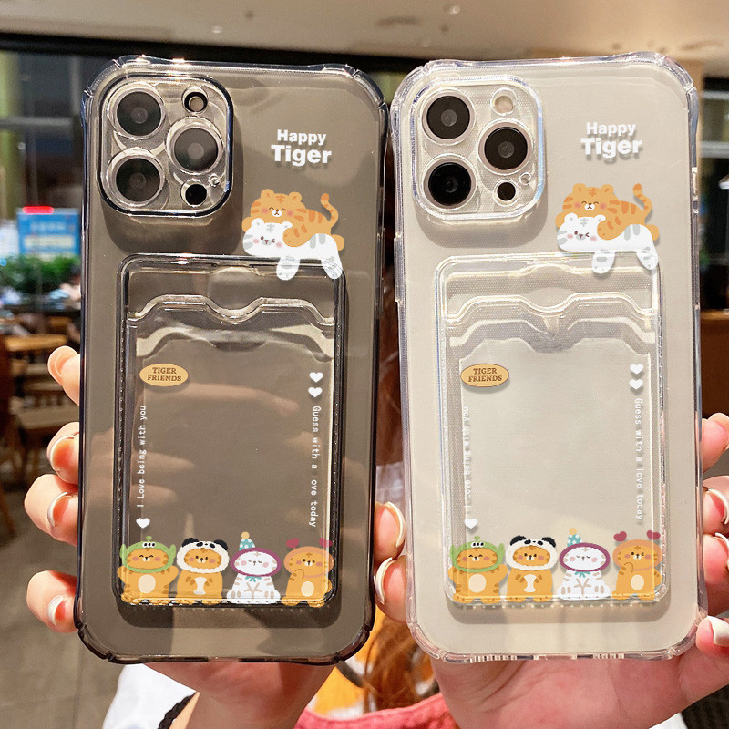 แมวน่ารัก กระเป๋าใส่บัตร เคสโทรศัพท์ for iPhone 17 Pro 16 15 Pro Max 14 13 12 11 Pro X XR XS 7 8 Plus SE 2022 กรณีปกหลัง