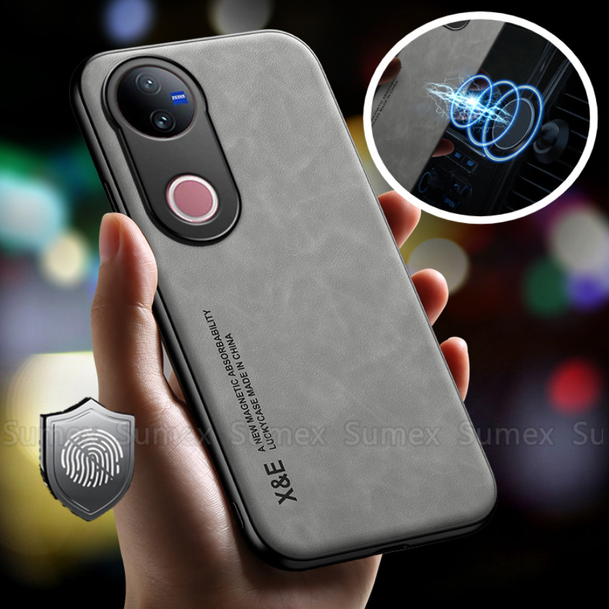 ซองหนังหรูหราสําหรับ Vivo V50 5G V2427 2025 กันกระแทกธรรมดาสีทึบโทรศัพท์ฝาหลังแฟชั่นกล้องเลนส์ป้องกั