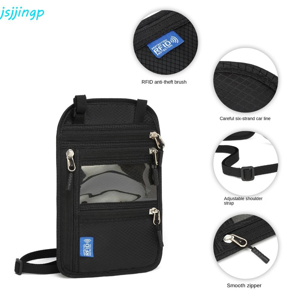 Jsjjingp กระเป๋าสตางค์คอ, หลายกระเป๋ากันน้ํา RFID Passport Bag, Passport Holder RFID Blocking Anti-t