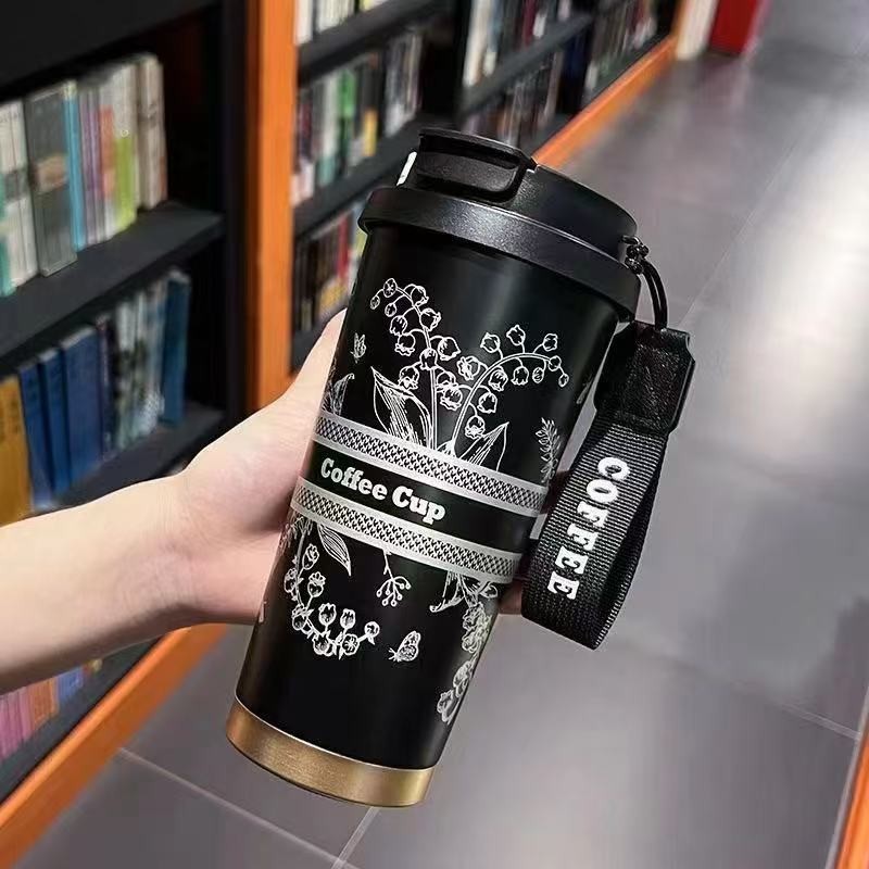 SN_ แก้วน้ํา ขวดสี Thermos Tumbler ขวดน้ําถ้วยฟางสแตนเลส 530ml cawan termos