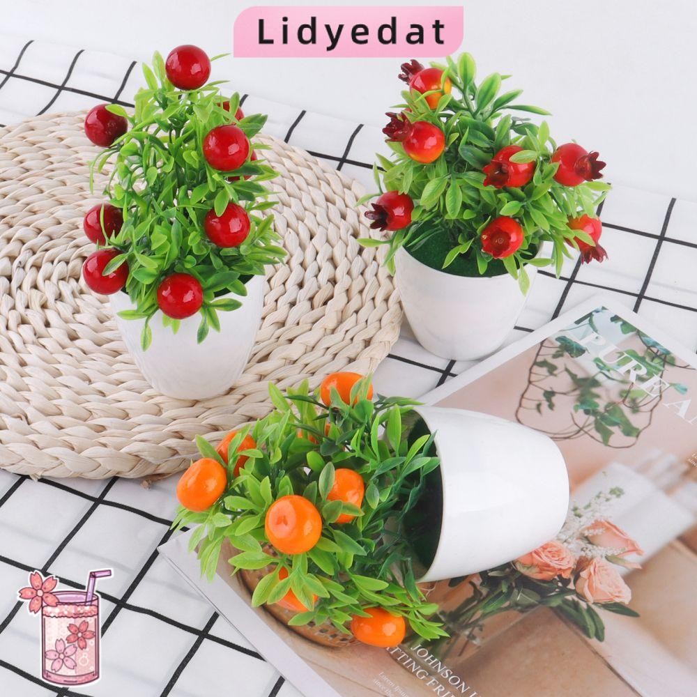 Lidyedat165 พืชประดิษฐ์บอนไซอุปกรณ์ปาร์ตี้ Windowsill เครื่องประดับสีเขียวปลอมทับทิมพริก