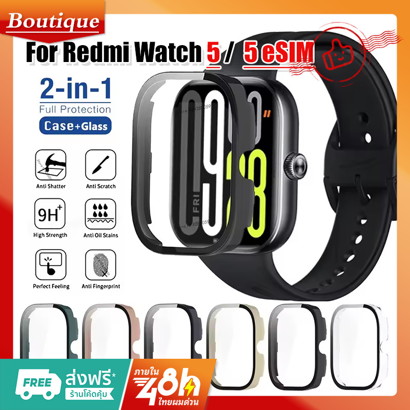 เคสพีซีแข็งป้องกันกระจก for Redmi Watch 5 / 5 eSIM ป้องกันหน้าจอทั้งหมดรอบด้วยอุปกรณ์เสริมฝาครอบฟิล์มกันชน