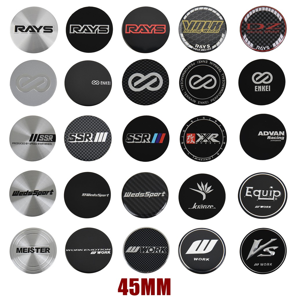 4ตัว อลูมิเนียม 45มม สติ๊กเกอร์ฝาครอบดุมล้อ VOLK ENKEI ADVAN SSR XXR ฝาปิดดุมล้อ WORK VS EQUIP ขอบ โลโก้ สติกเกอร์ฝาดุมล้อ WEDSSPORT KRANZE