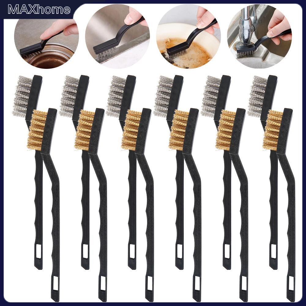 ชุดแปรงลวด 12 ชิ้น ชุดแปรงขูด (สแตนเลส + ทองเหลือง) ด้ามโค้ง Masonry Brush Wire Bristle SHOPTKC1951