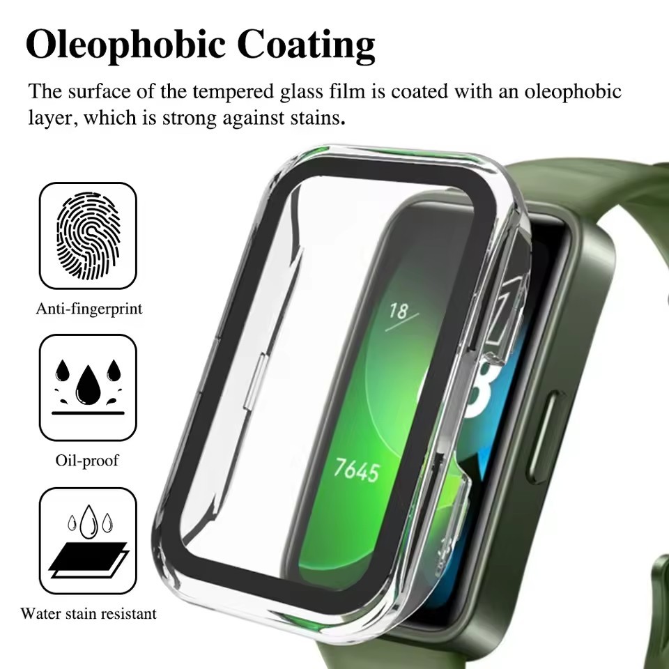 กระจกนิรภัย + กรณีสําหรับ For Huawei Band 10 สมาร์ทนาฬิกาทุกรอบกันชนป้องกันหน้าจอสําหรับ For Huawei Band 10 อุปกรณ์เสริมฝาครอบ