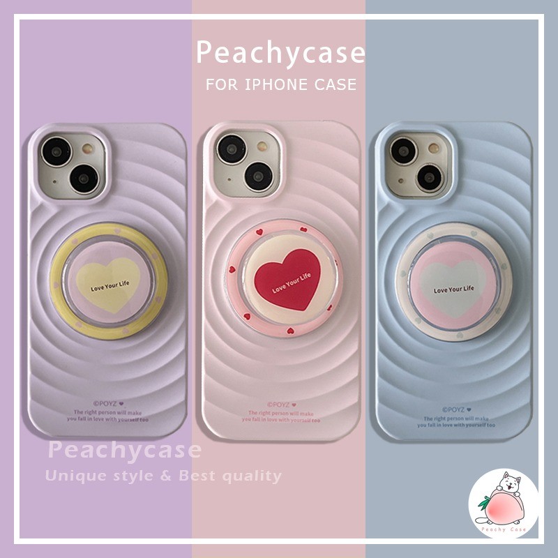 Macaron 2 IN 1 ระลอกน้ํารูปหัวใจที่วางแม่เหล็กยืนเคสโทรศัพท์เข้ากันได้สําหรับ iPhone 16 15 14 13 12 Pro Max 15pro ป่นปี้ทนฮาร์ดปกหลัง