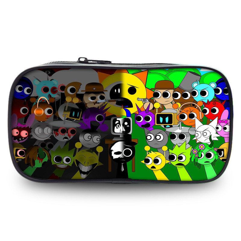 Sprunki Incredibox Sprunki พิมพ์กล่องดินสอกระเป๋าเครื่องเขียนการ์ตูน