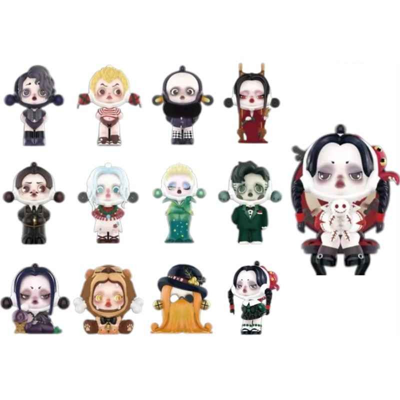 POPMART SKULLPANDA Adams Family Series Mystery Box เครื่องประดับของขวัญรูป